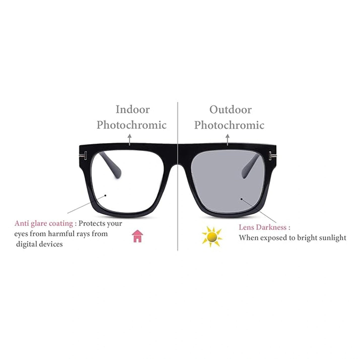 Shiny Black Photochromic Computer Glasses