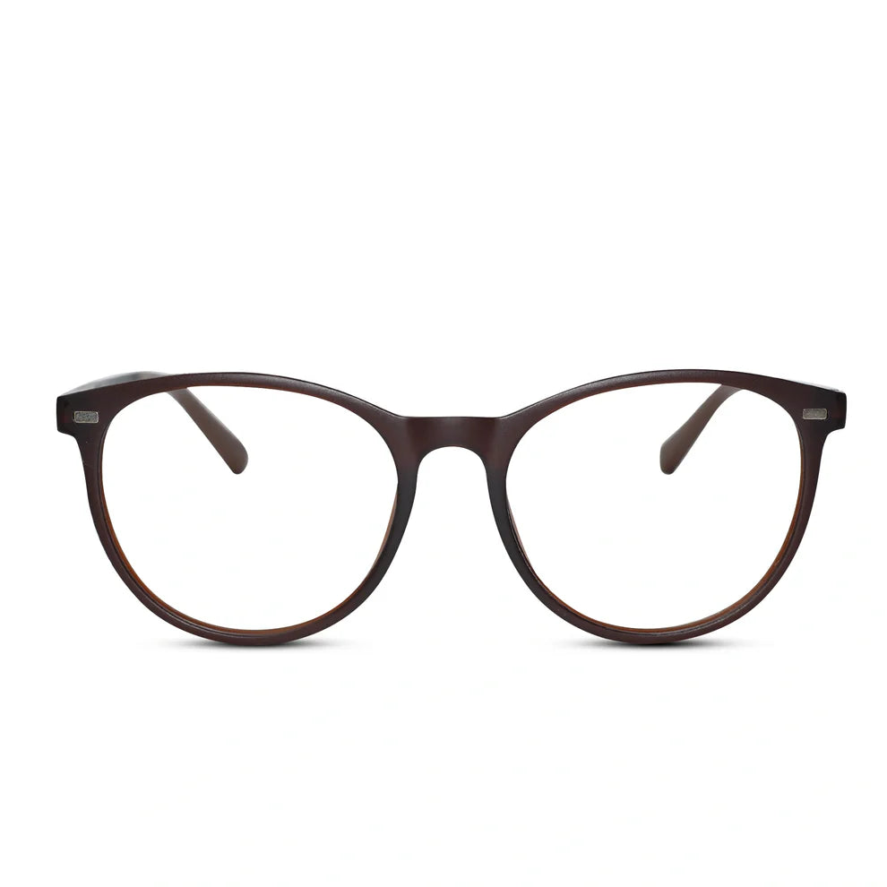Matt Grey Clip On Round Eyeglasses