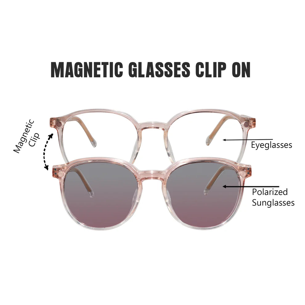 Clip on round eyeglasses for men & women