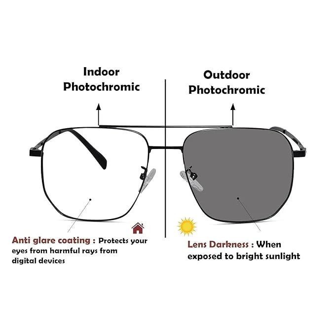 Matt Black with Gold Marshal Blue Cut Anti Glare Photochromic Lens