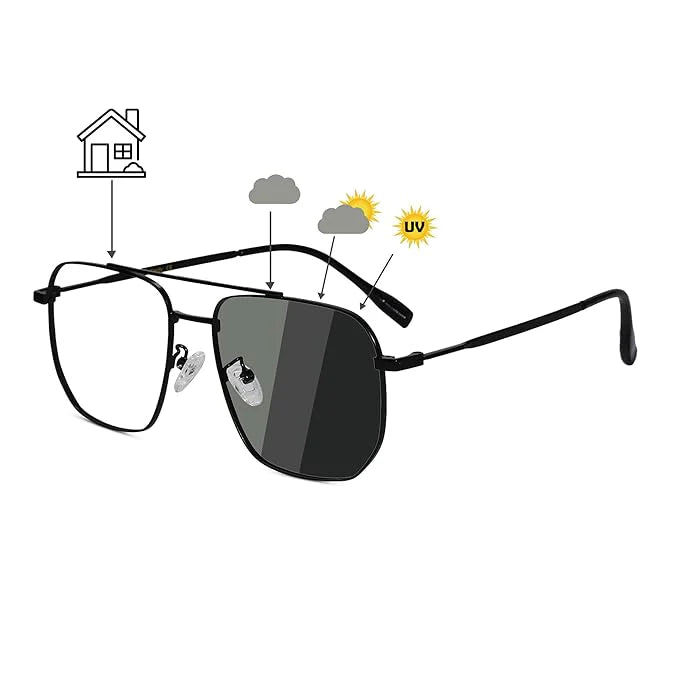 Matt Black with Gold Marshal Blue Cut Anti Glare Photochromic Lens