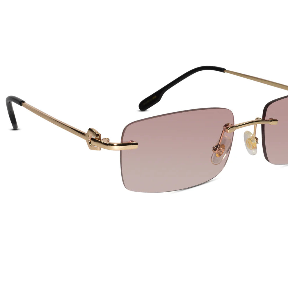 Rectangular Brown Rimless Sunglasses For Men & Women
