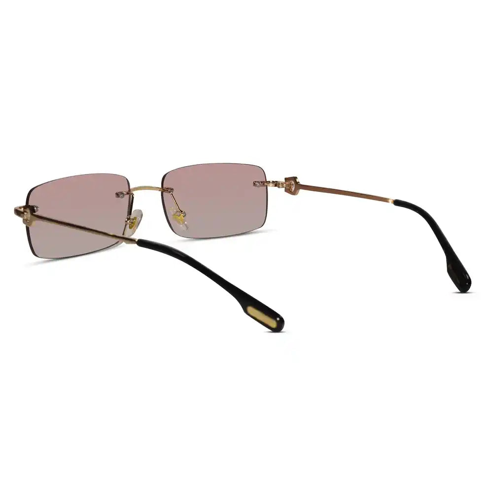 Rectangular Brown Rimless Sunglasses For Men & Women