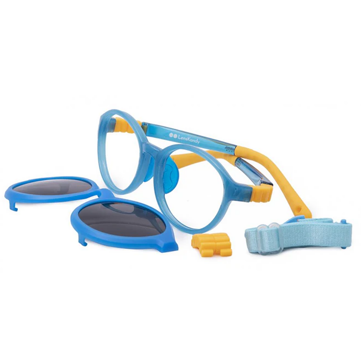 Blue Full Rim Round Flexible Clip On Eyeglasses ( 8-12 Yrs )