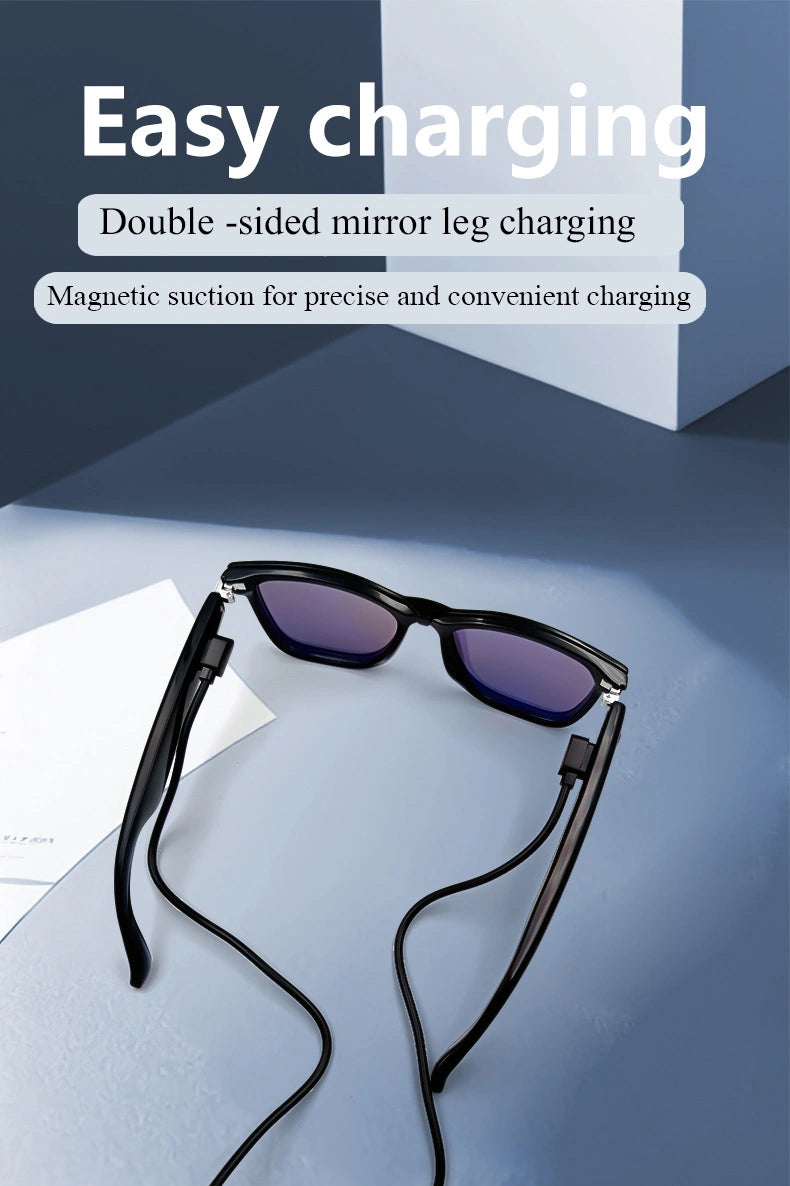 Ai Smart Clip on Bluetooth  5.3 - Music- Calling | Black Smart Blue Cut Polarised Eyeglasses For Men & Women