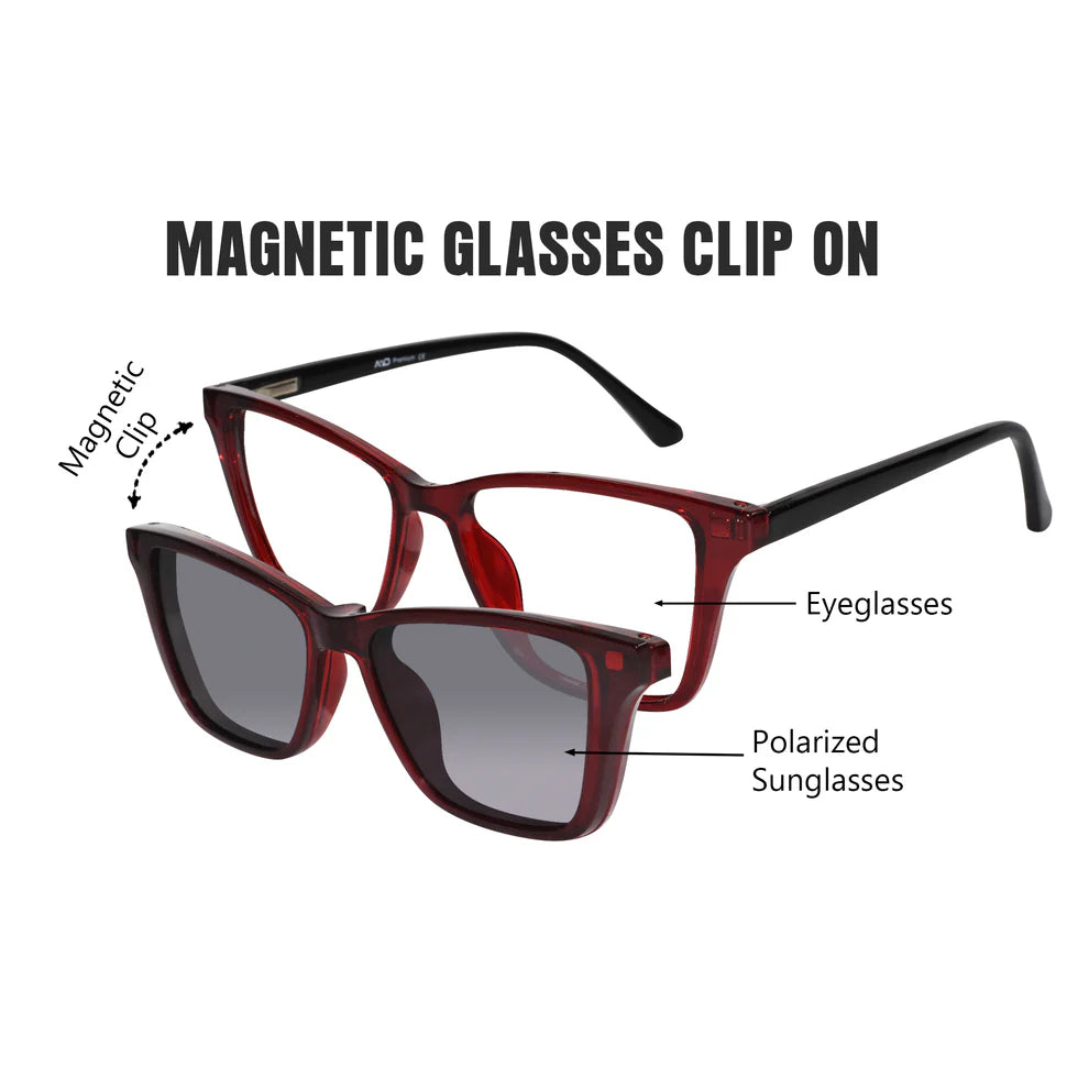 Shiny Cat eye Pink Clip On Eyeglasses For Women