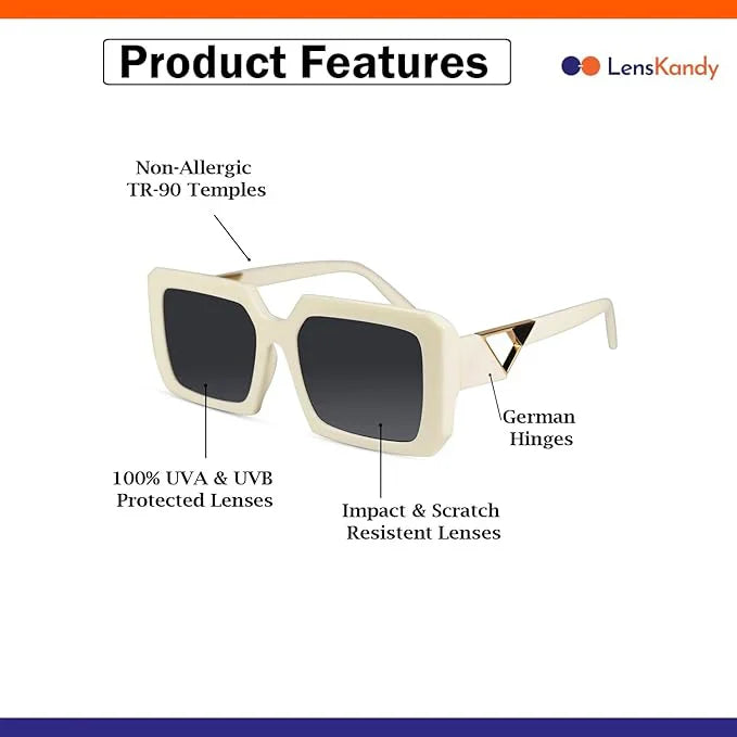 Oversize Crystal Square Sunglasses For Women