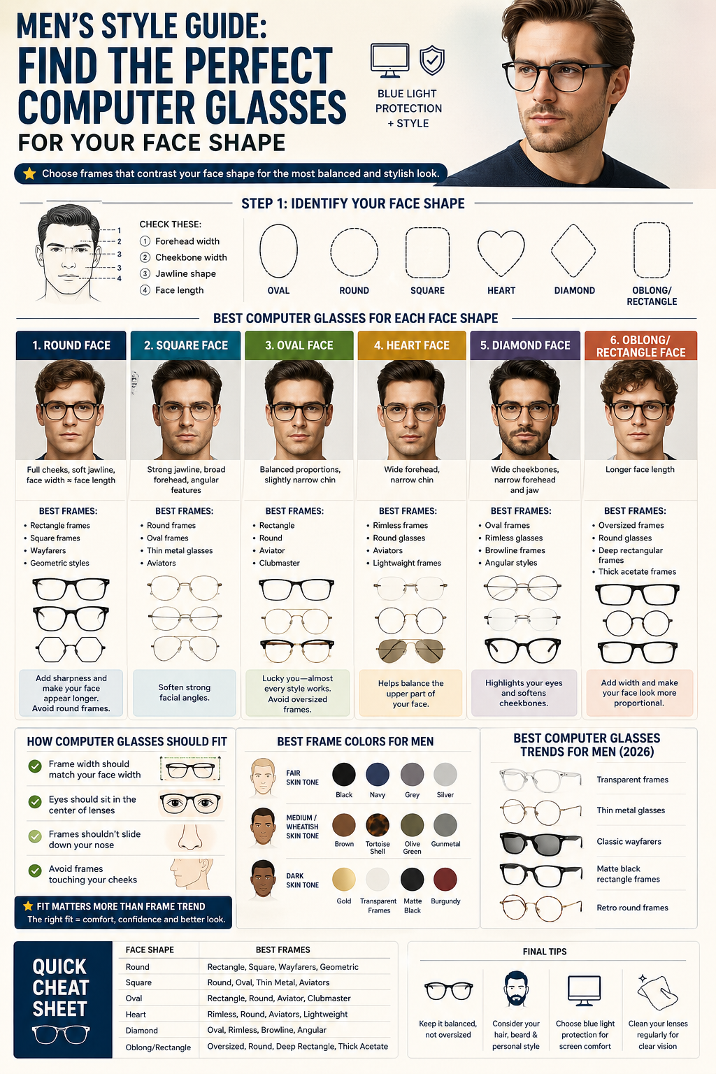 Men’s Style Guide: Find the Perfect Computer Glasses for Your Face Shape