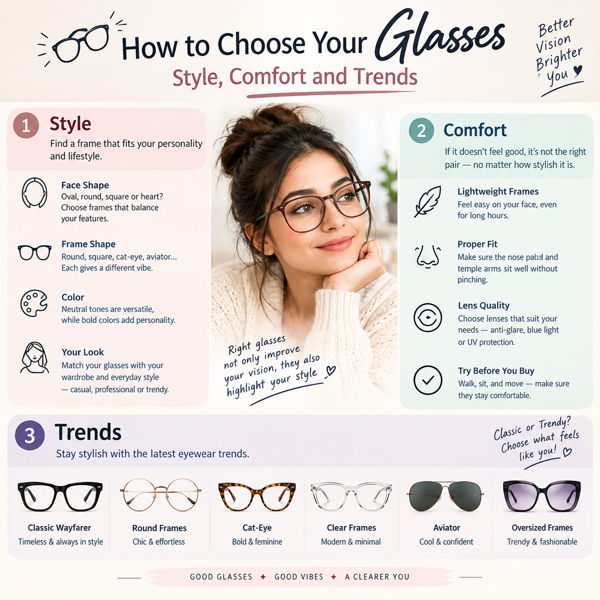 How to Choose Your Glasses: Style, Comfort and Trends