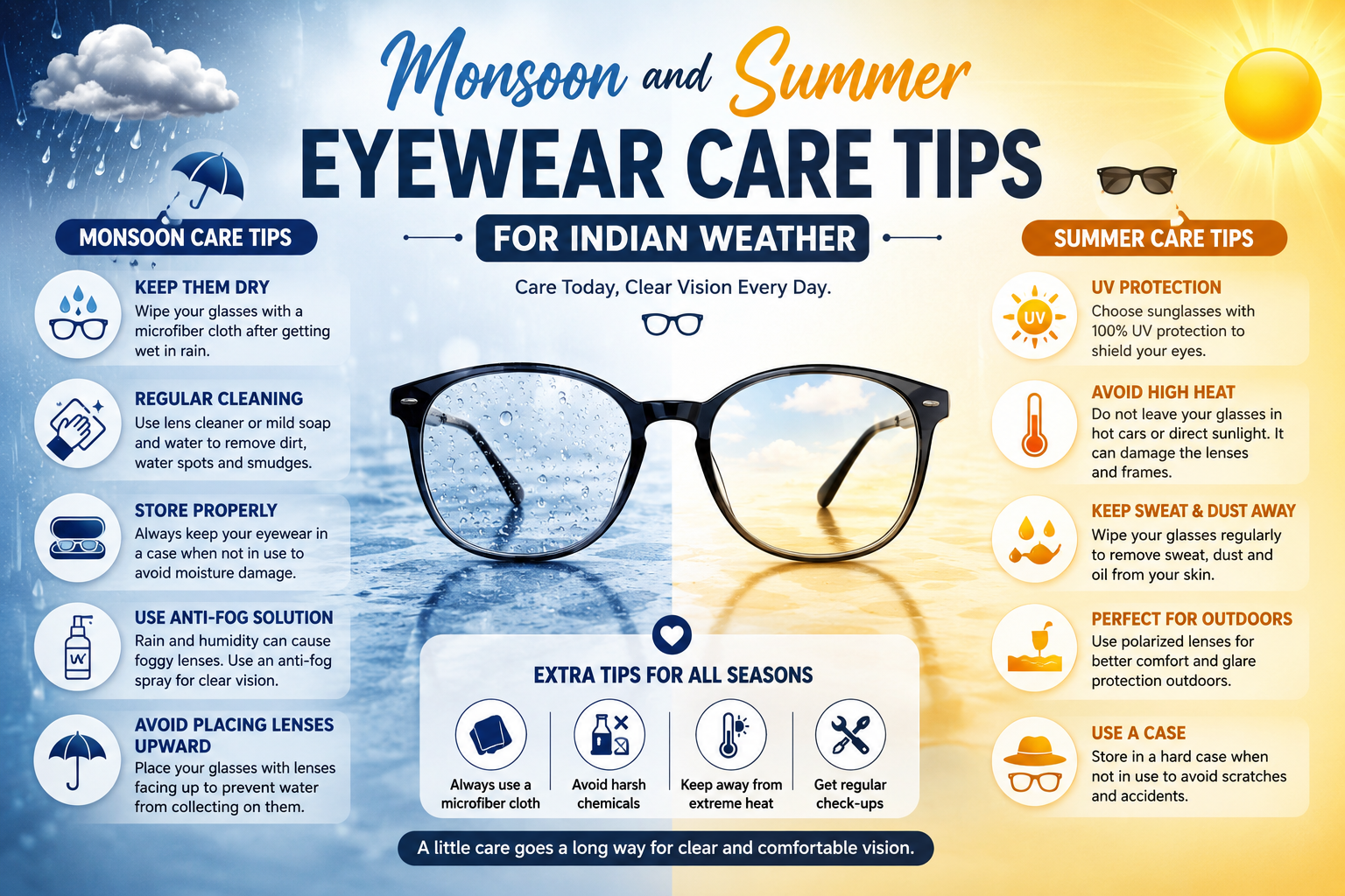 Monsoon and Summer Eyewear Care Tips for Indian Weather