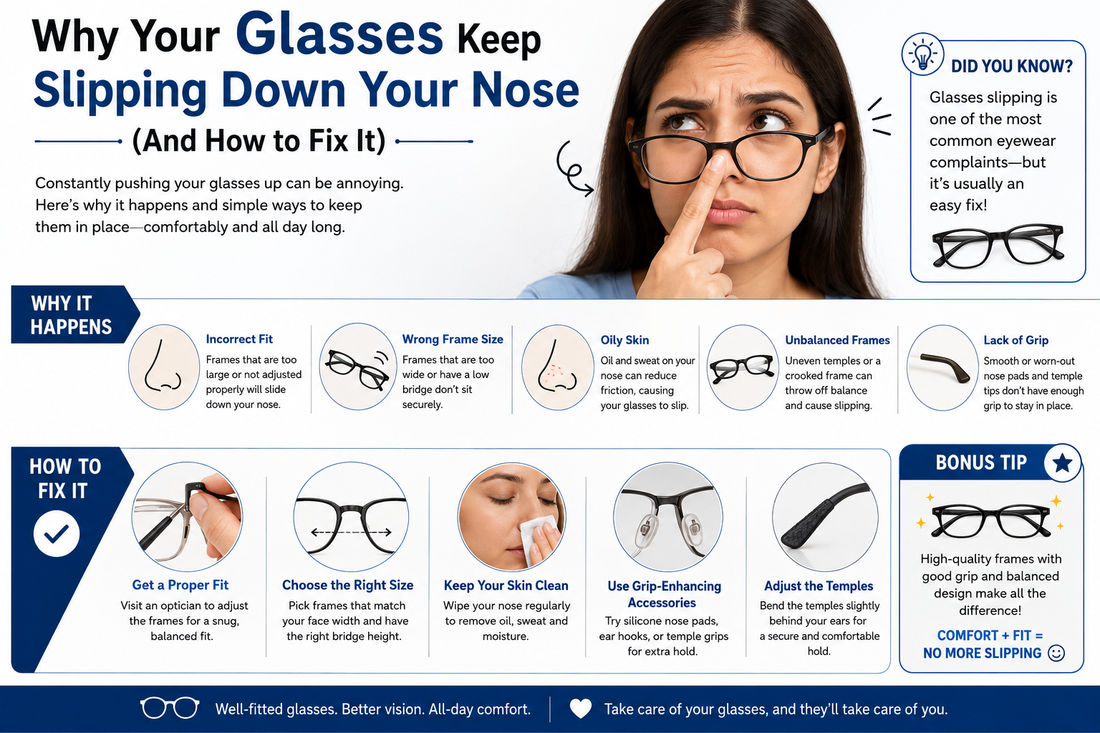 Why Your Glasses Keep Slipping Down Your Nose (And How to Fix It)