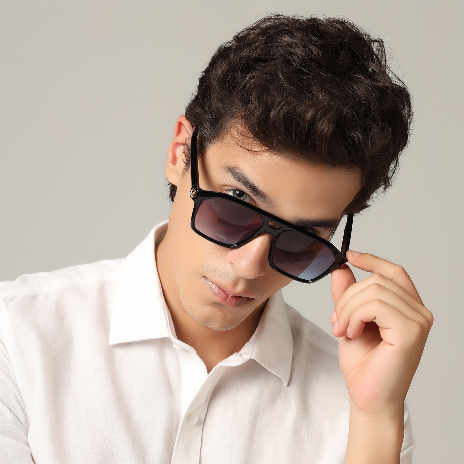 Stylish Black Marshall  Rectangular Black Sunglasses