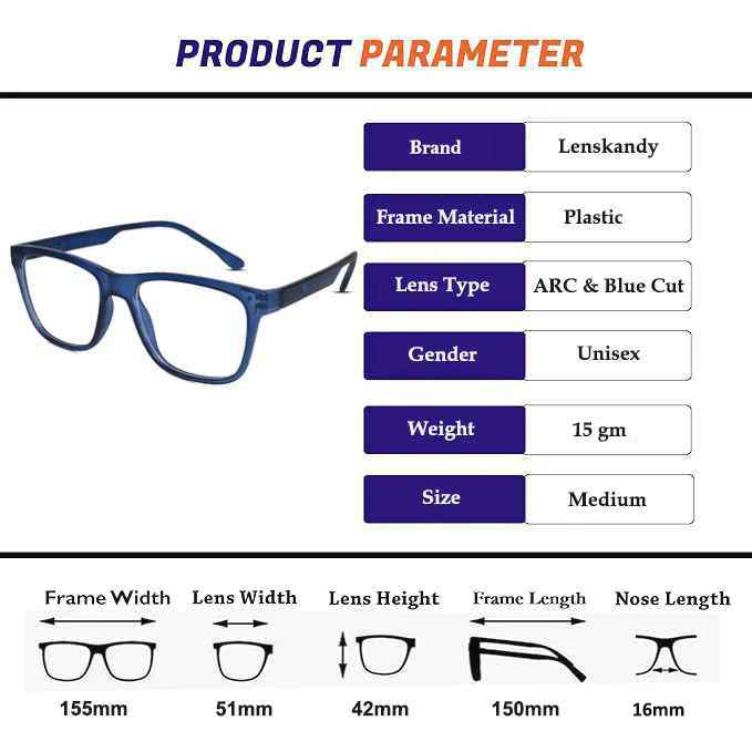 Urban Matte-Ocean Blue Rectangular Eyeglasses & Computer Glasses For Men & Women