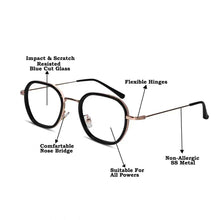 Black Rose Gold Full Rim Hexagonal Eyeglasses