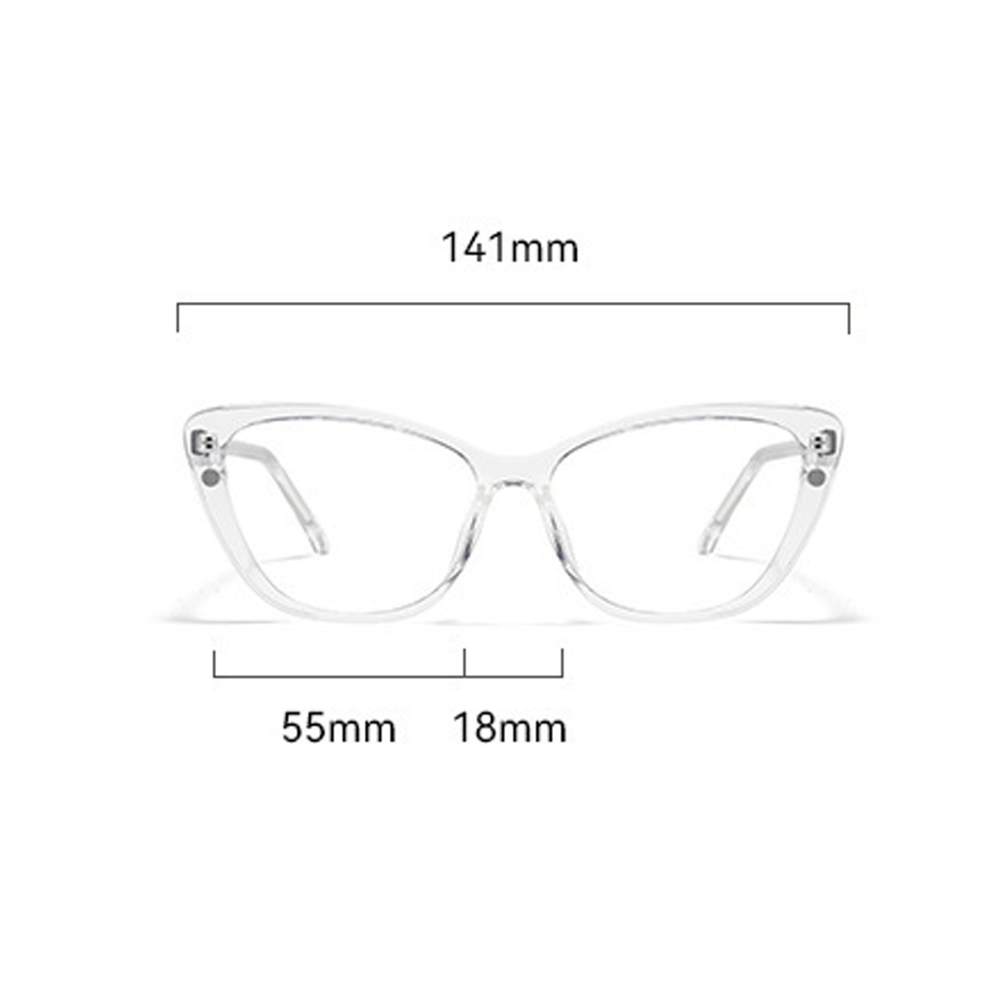 5 in 1 Clip On Cateye  Eyeglasses For Women