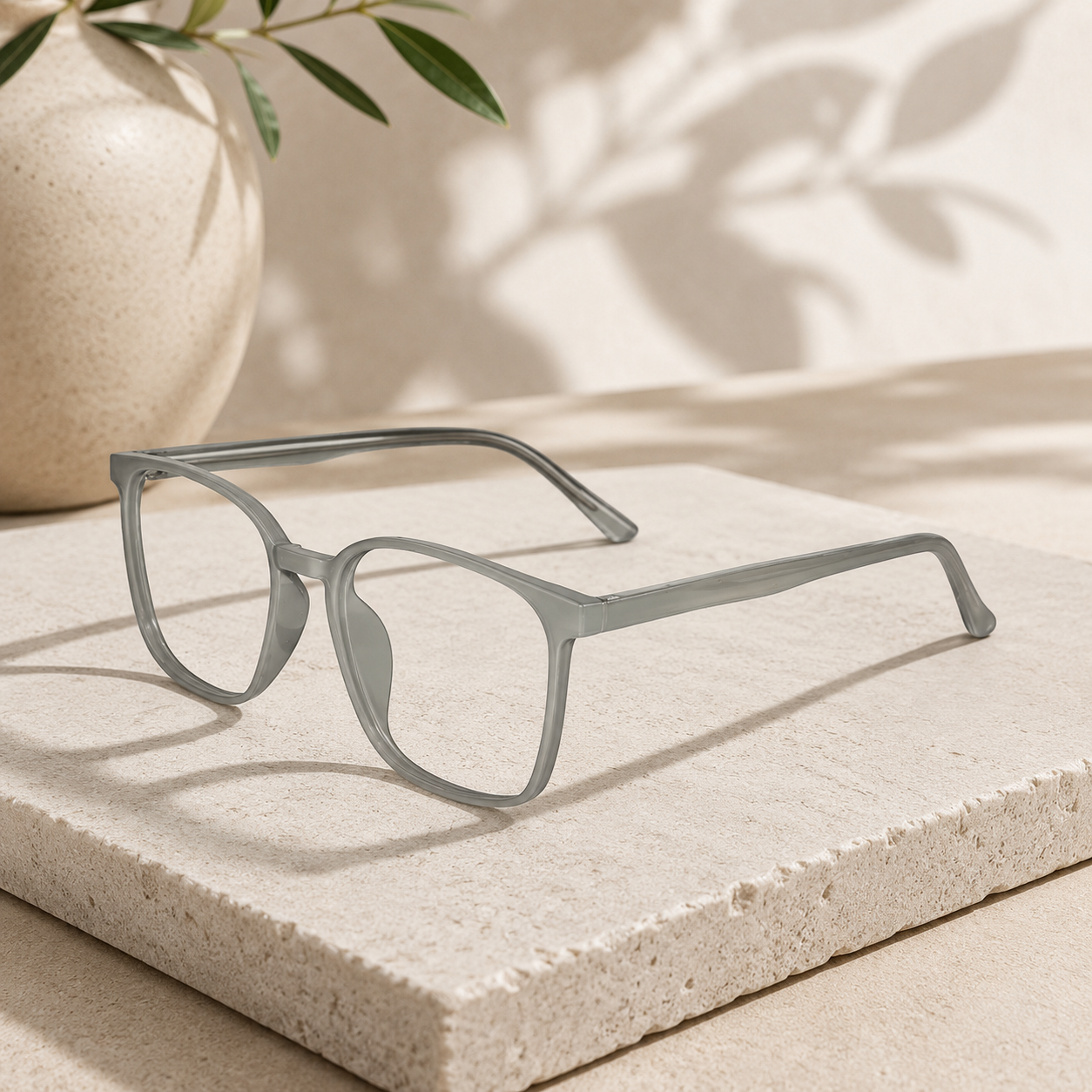Shiny Grey Square Computer Glasses For Men & Women LKE28006-Grey