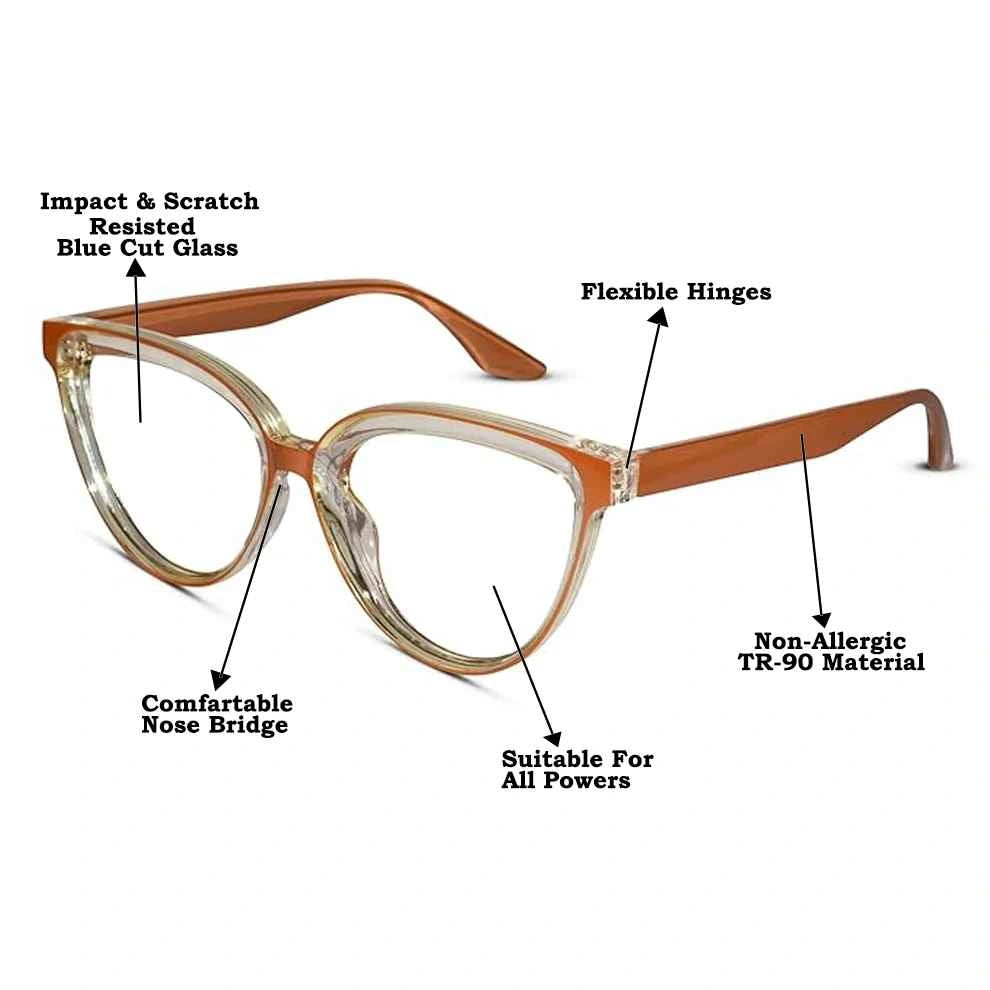 Orange Cateye Computer glasses For Women LKE23050-ORNG