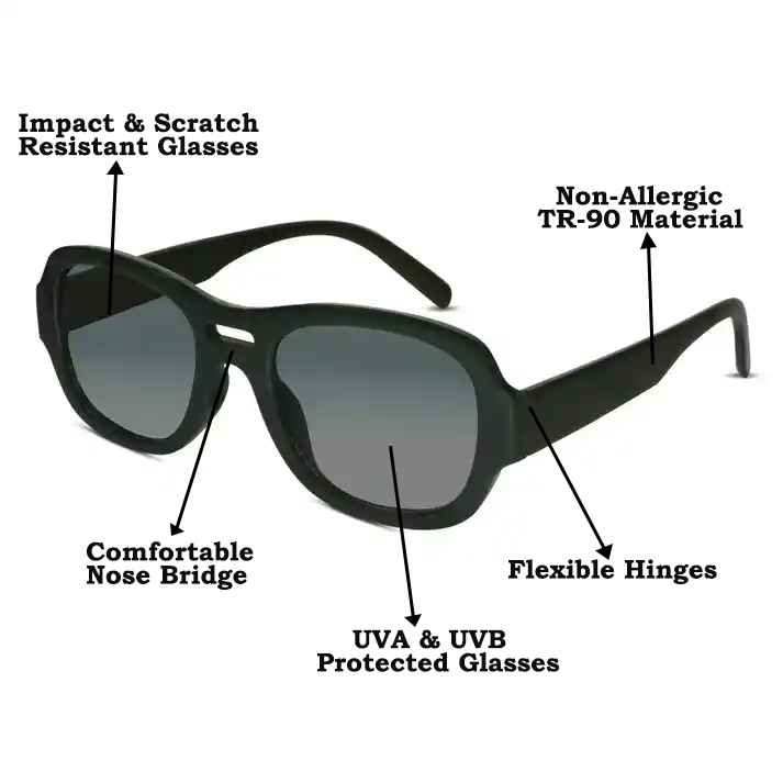 Black Aviator Sunglasses For Men & Women