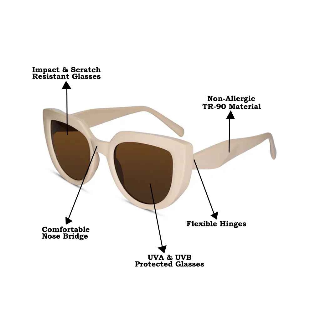 Stylish Cat Eye White Sunglasses For Women