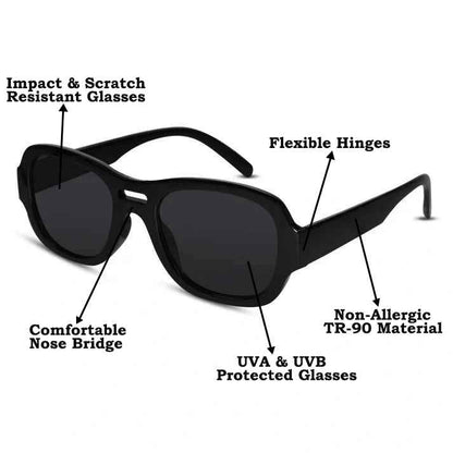 Black Aviator Sunglasses For Men & Women