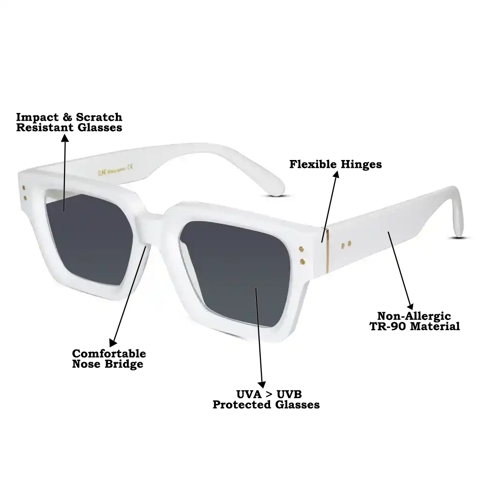 Designer Bold White Wayfarer Sunglasses