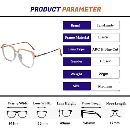 Dual Tone Orange/Transparent  Oversize Eyeglasses For Women