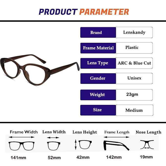 Brown Cateye Eyeglasses For Women & Computer Glasses LKE9026-BRN