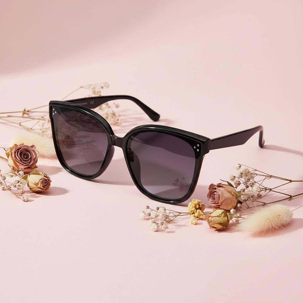 Oversize Black Cat eye Sunglasses For Women LKS2302-BLK