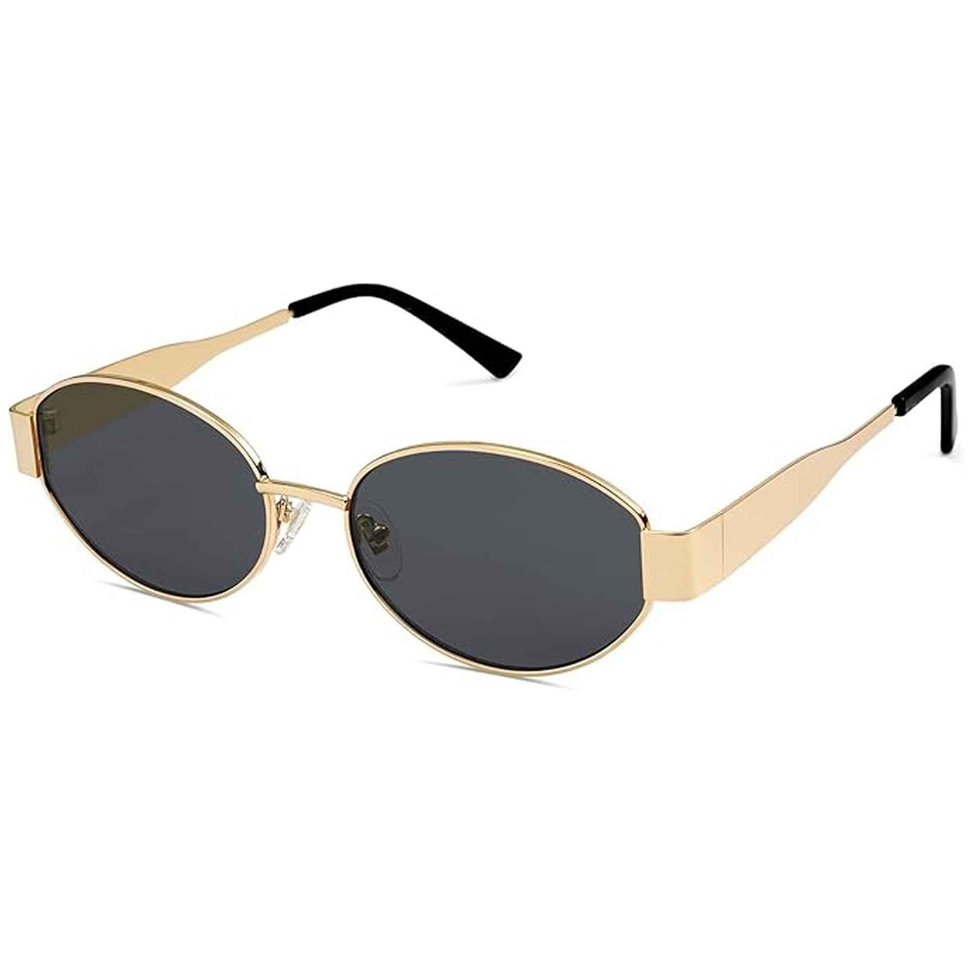 Black Gold Oval Sunglasses For Women & Men