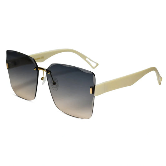 Grey Gradient Rimless Sunglasses For Women