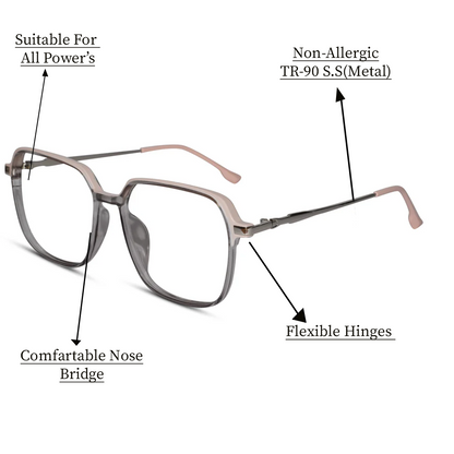 Dual Tone Matt Pink with Shiny Grey Oversize Eyeglasses