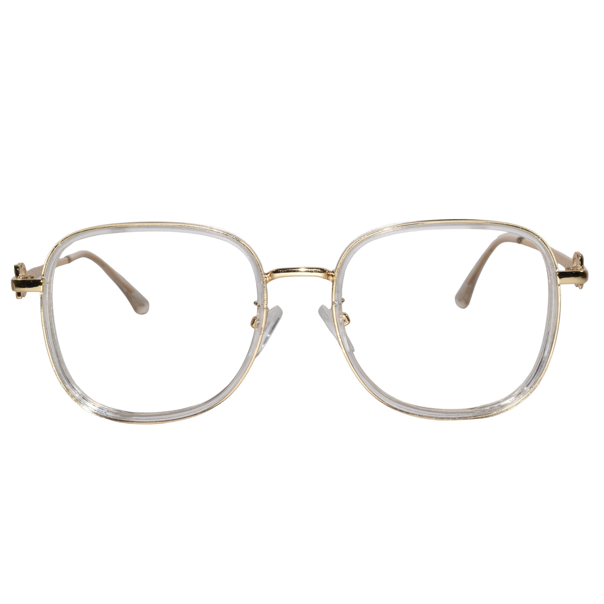 Designer Gold Square Metal Eyeglasses For Women LKE2312-TRANS