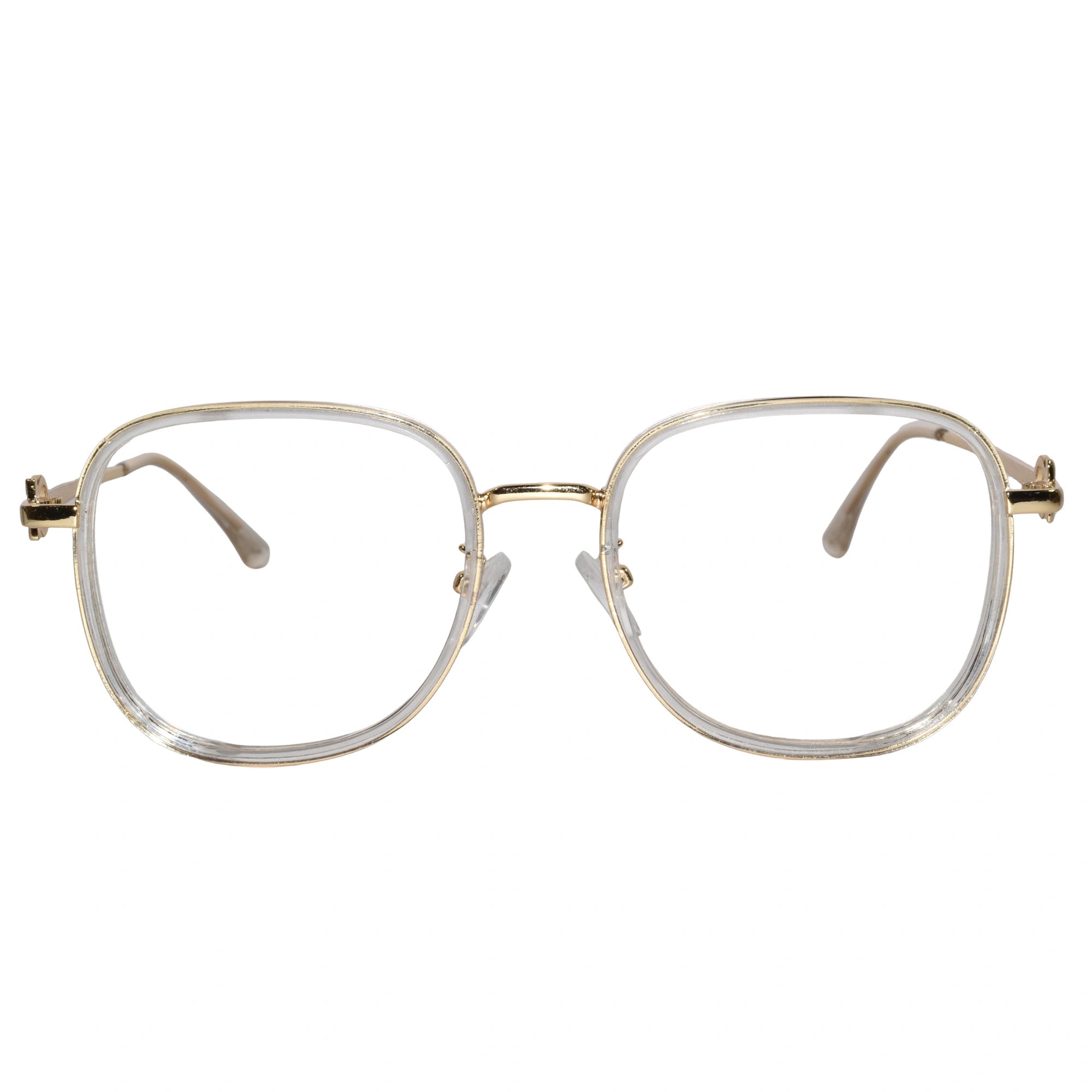 Designer Gold Square Metal Eyeglasses For Women LKE2312-Golden