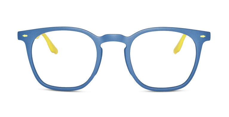 Stylish Matt Blue-Yellow Wayfarer Eyeglasses