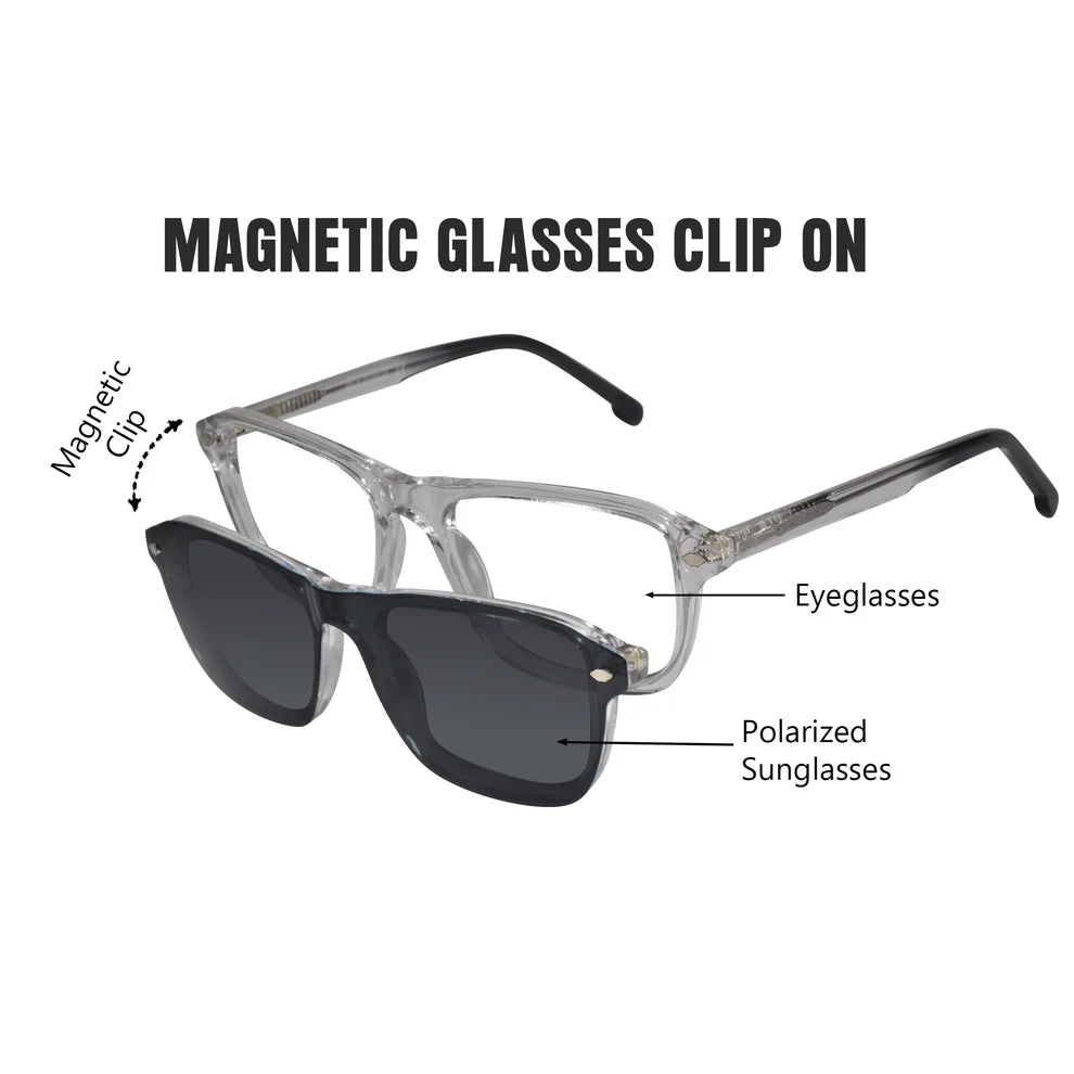 Black clip on Eyeglasses for Men & Women