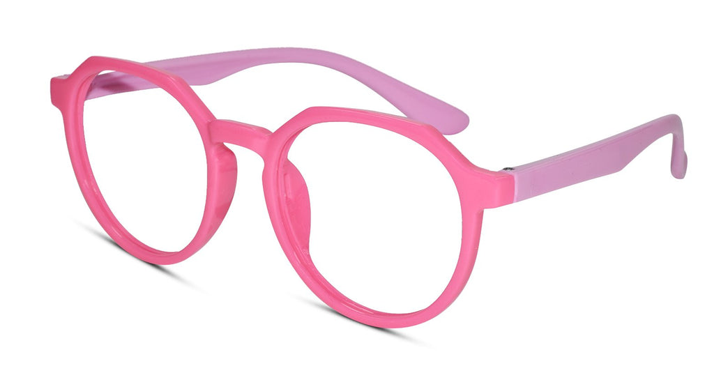 Hexagonal shape Pink Color Eyeglasses for Kids