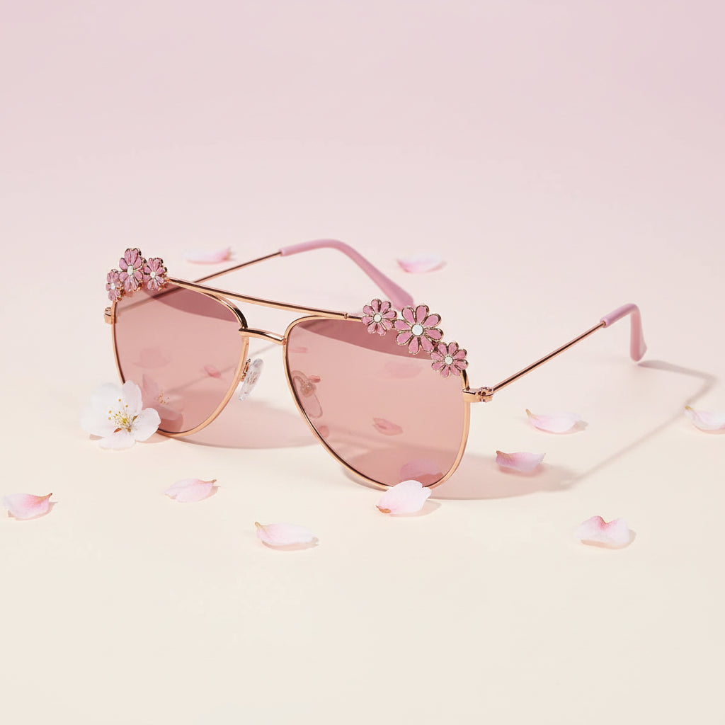 Aviator Pink Floral Sunglasses For Girls LKSK0003-PNK
