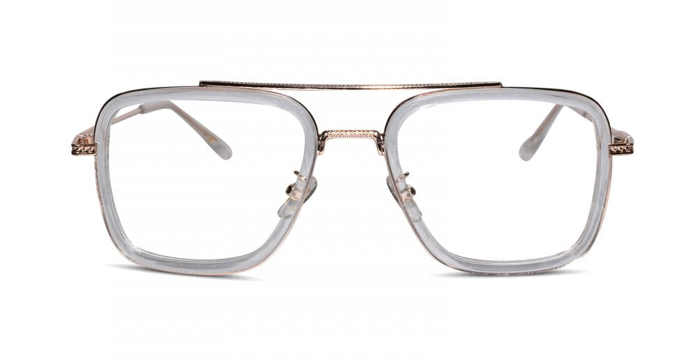 Transparent Gold Full Rim Rectangular Eyeglasses