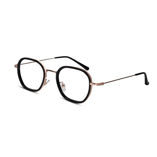 Black Rose Gold Full Rim Hexagonal Eyeglasses LKS2207-BLK