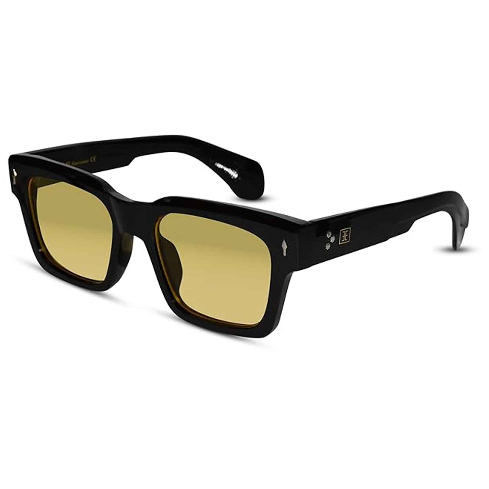 Vintage | Black Bold Wayfarer Yellow Sunglasses For Men & Women LKS3804-BLK