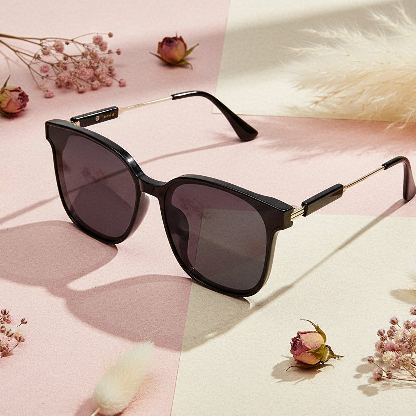 Luxury Black Square Sunglasses For Women ELS2956-BLK