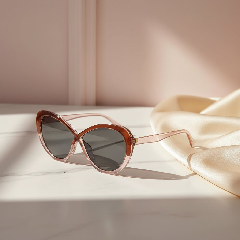 Oversize Dual Tone Cateye Sunglasses For Women LKS5516-RED