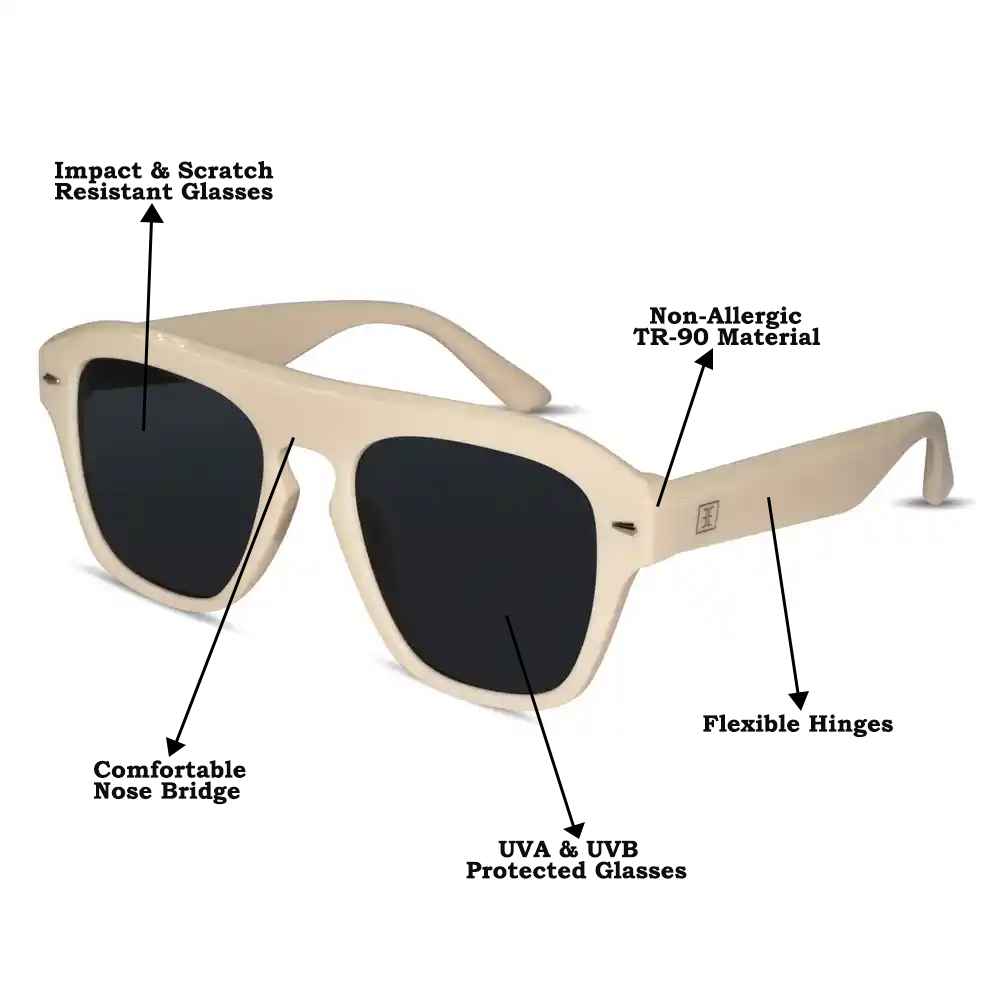 Black Rectangular Sunglasses For Men & Women