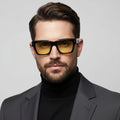 Vintage | Black Bold Wayfarer Yellow Sunglasses For Men & Women LKS3804-BLK