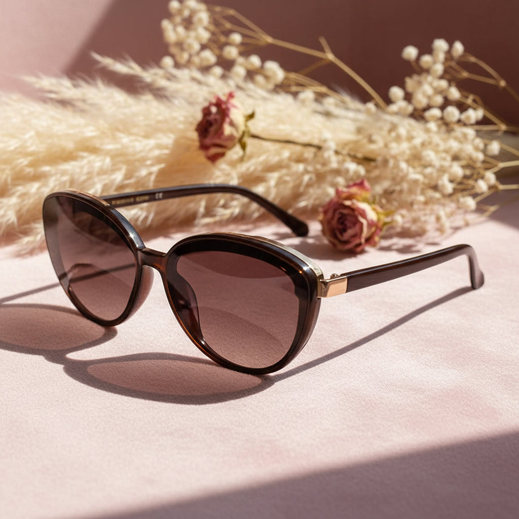 Trendy Brown Cat Eye  Sunglasses for Women LKS53047-BRN