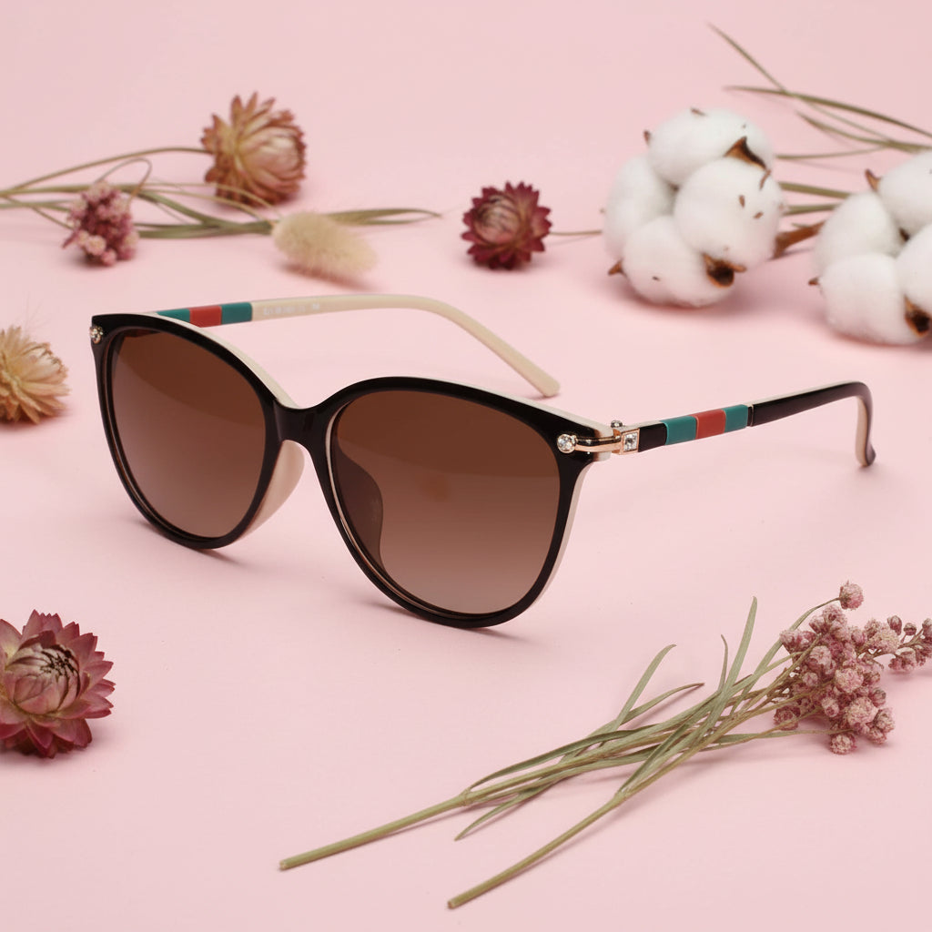 RoyalGaze|Polarized Cateye Brown Sunglasses For Women LKS9055-BRN