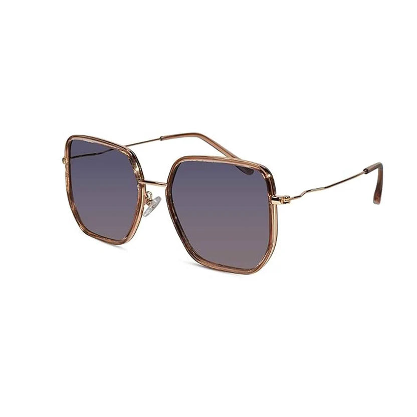 Stylish BROWN Hexagonal Square Sunglasses LKS1752-BRN
