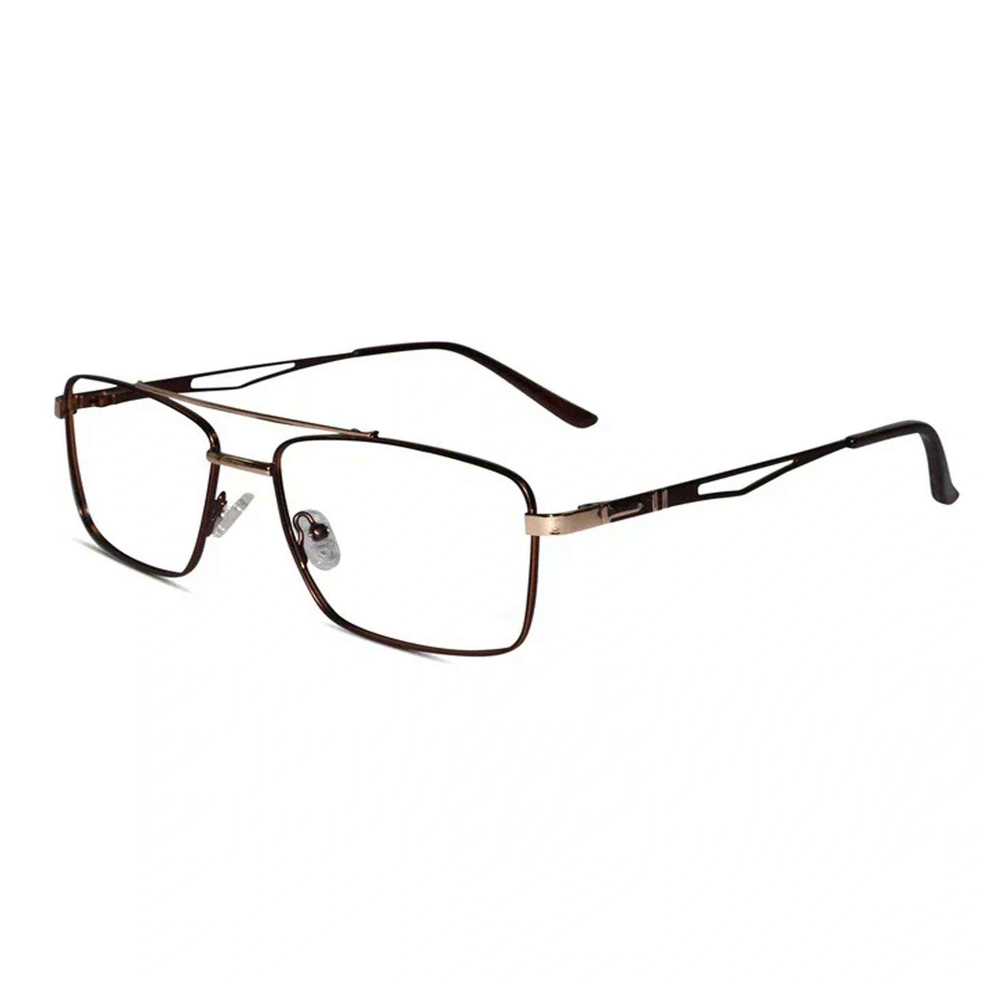 Buy Black gold flexible rectangular eyeglasses for men with anti-glare lenses and durable metallic temples for everyday.