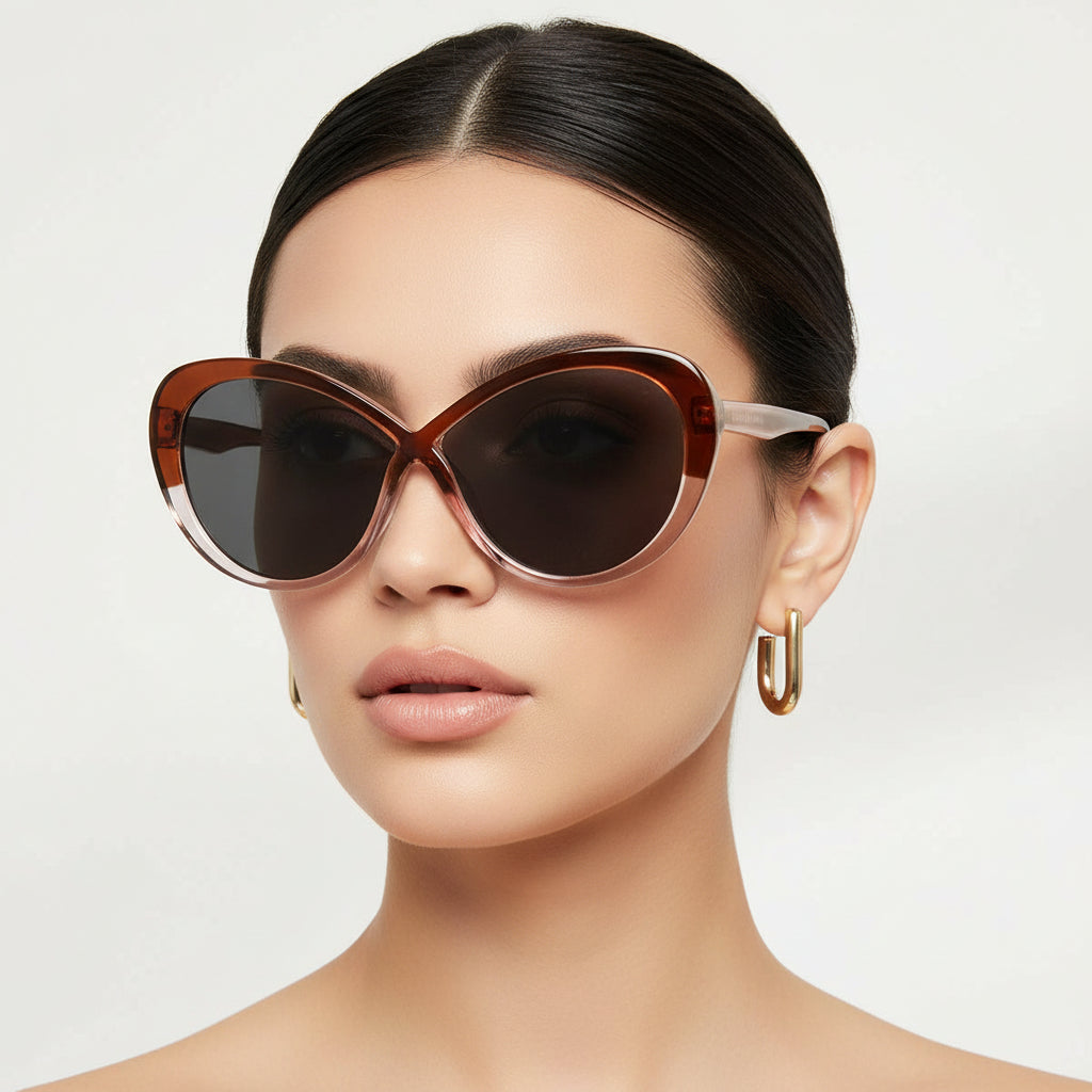 Oversize Dual Tone Cateye Sunglasses For Women LKS5516-RED