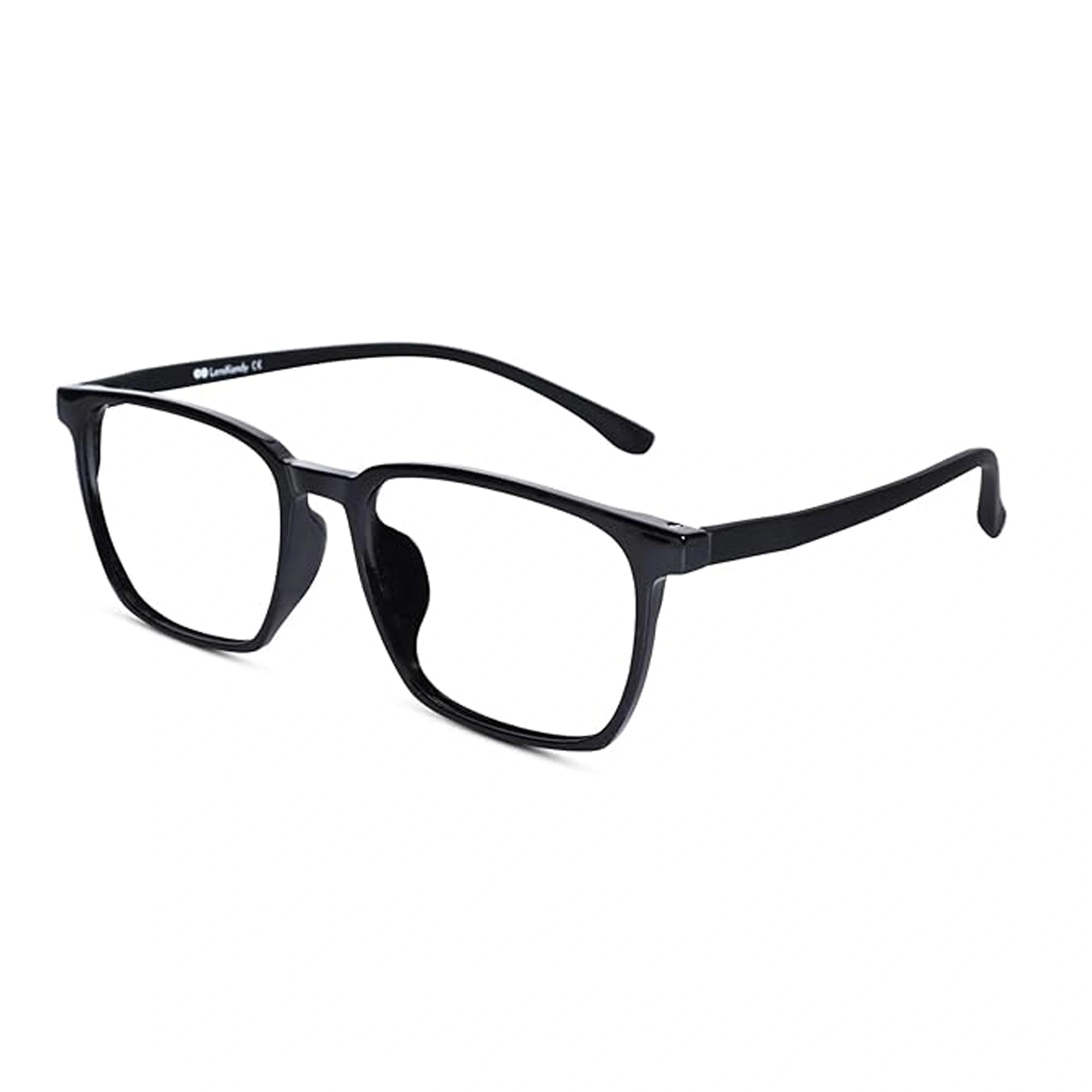 Crystal Black Full Rim Rectangle Eyeglasses For Men & Women LKS7130-BLK